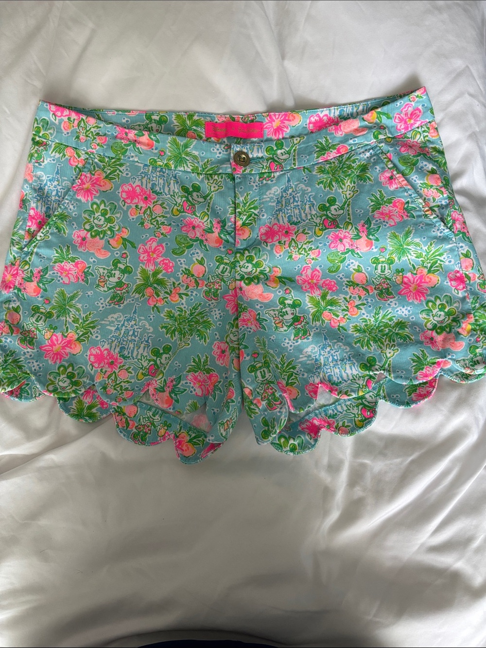 Lilly Pulitzer Aqua Tropical Mickey Floral Shorts - Picture 2 of 4